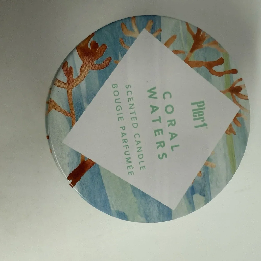 Pier 1 Imports Coral Waters Scented Candle 6.8‎ oz Tin Jar Sea Life Decor NWT